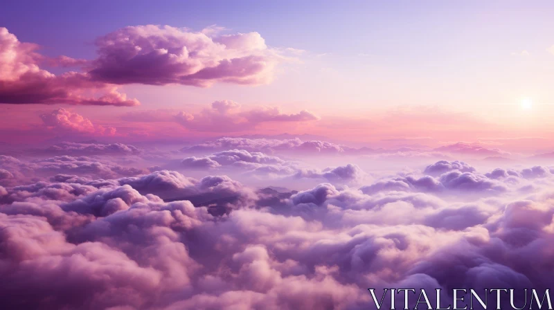 Tranquil Pink Sky Landscape AI Image
