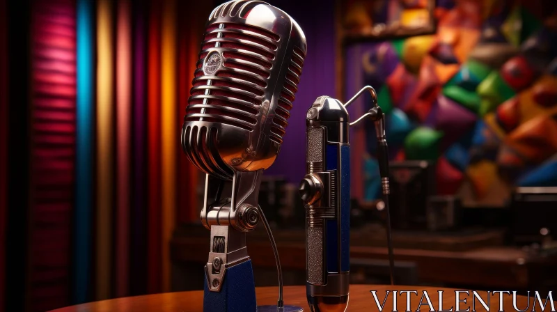AI ART Vintage Microphone on Table