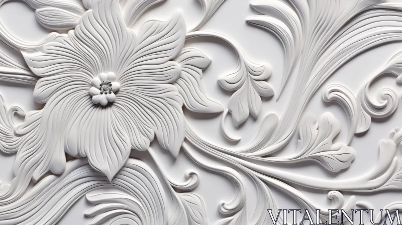 White Floral Bas-Relief Artwork AI Image