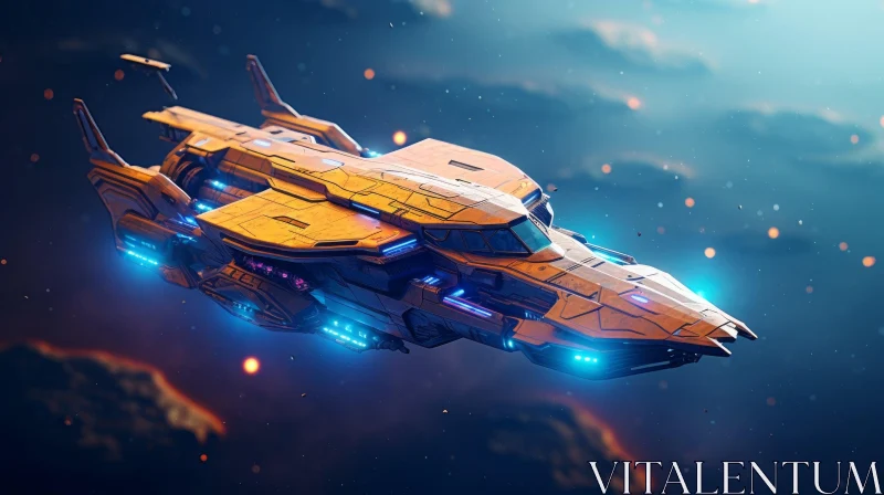 Yellow Spaceship in Space AI Image