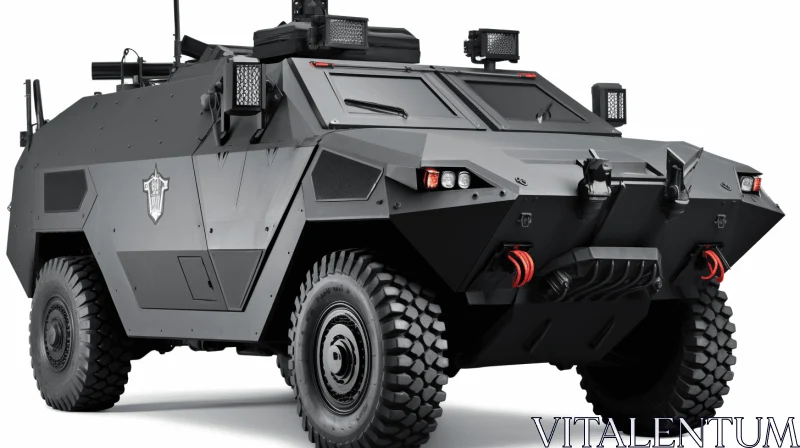 Black Armored Vehicle on White Background - Photorealistic Art AI Image