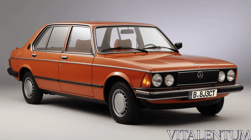 Captivating Orange Car: Photorealistic Rendering and Post-'70s Ego Generation AI Image