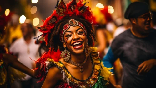 Colorful Dance Celebration with Smiling Woman