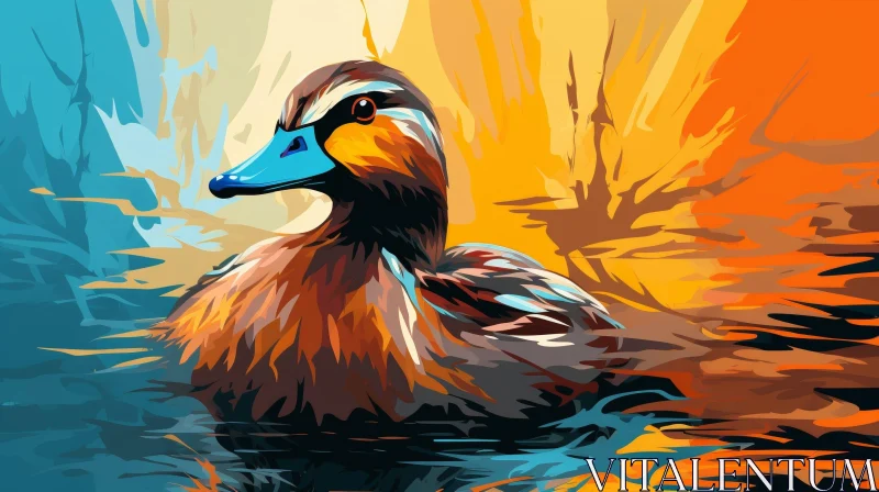 Duck Digital Painting in Water AI Image