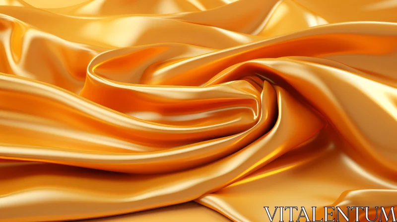 Luxurious Golden Silk Fabric - Elegant Close-up View AI Image