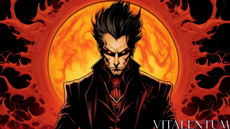 Male Vampire Dark Fantasy Illustration AI Image