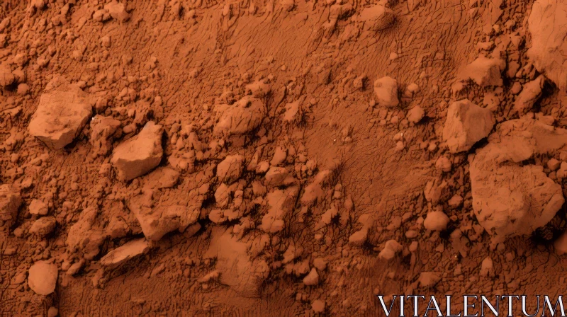 AI ART Martian Surface Close-up: Red Dust and Craters
