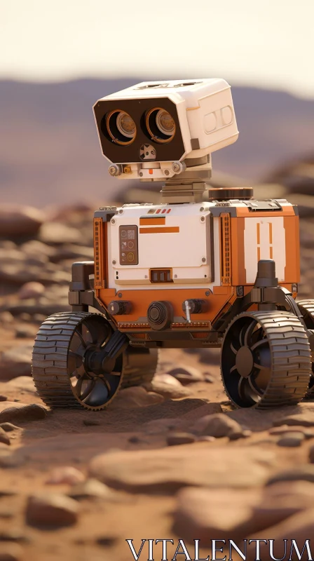 Exploration Robot on Rocky Surface AI Image