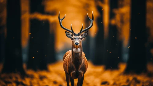 Majestic Red Deer Stag in Forest