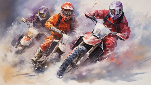 Snowy Forest Dirt Bike Racing Action