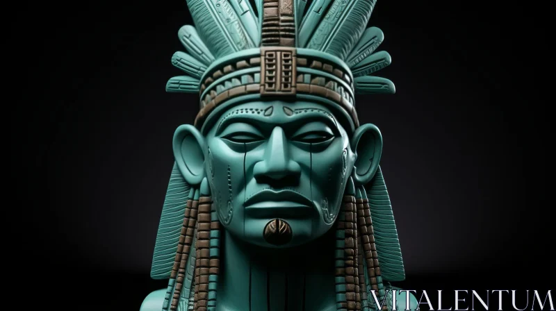 AI ART Aztec Warrior Stone Sculpture - 3D Rendering