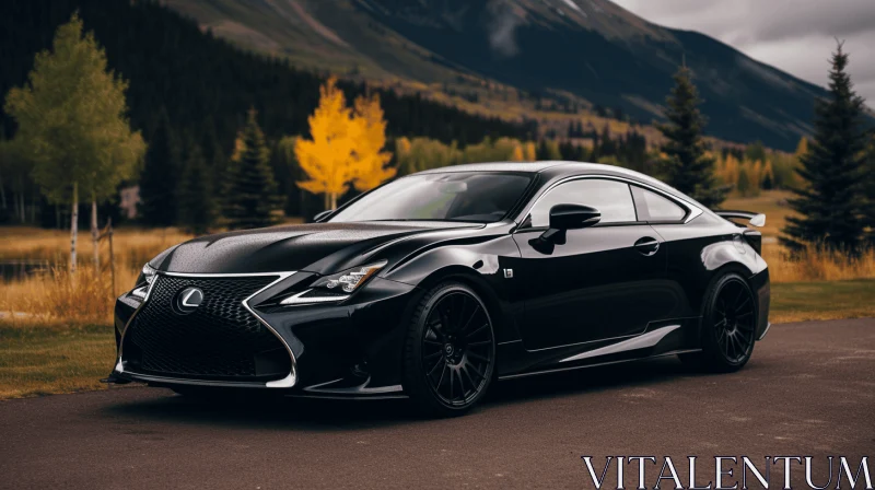 Black Lexus RC Roadster in Front of Majestic Mountains AI Image