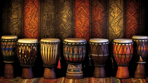 Intriguing Row of African Djembe Drums