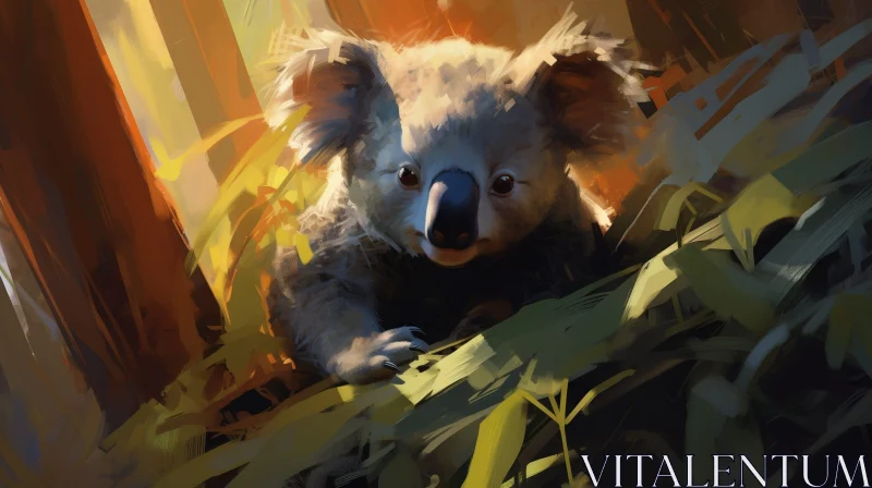 Koala Digital Painting in Nature Setting AI Image