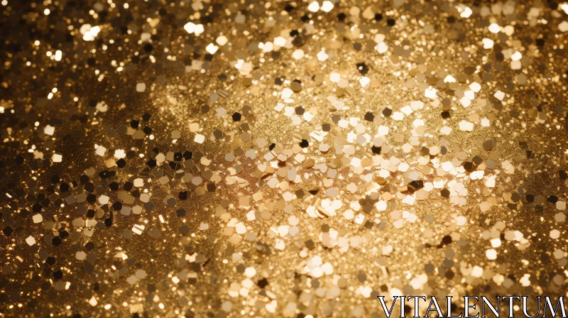 Shimmering Gold Glitter Close-Up on Dark Background AI Image
