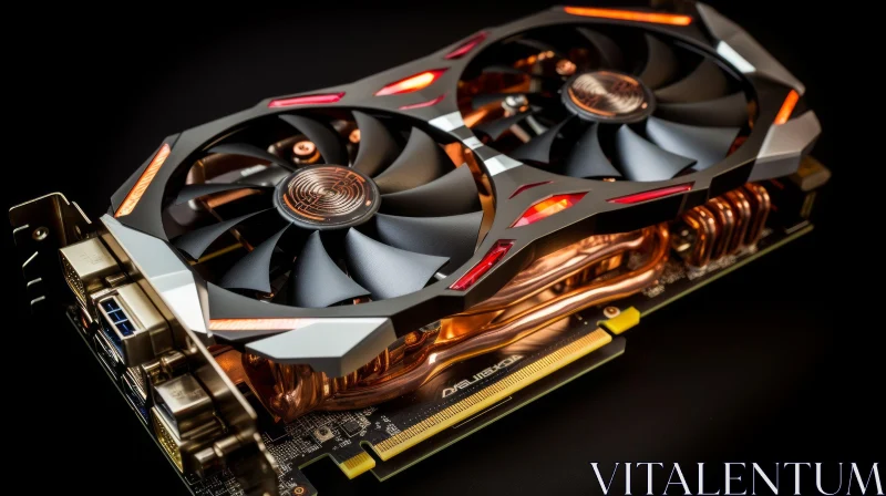 Sleek Modern Graphics Card with Fans and Copper Heatsink AI Image