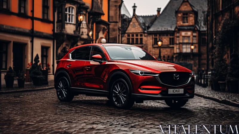 AI ART Vibrant Abstract Artwork: Red Mazda CX-5 with Powerful TDI Engine