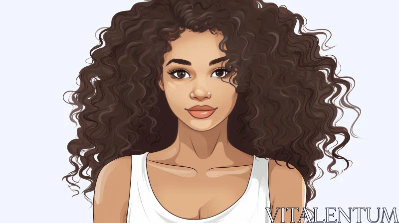 Young Woman Digital Illustration Portrait AI Image