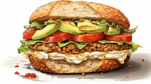 Delicious Vegan Hamburger with Fresh Ingredients