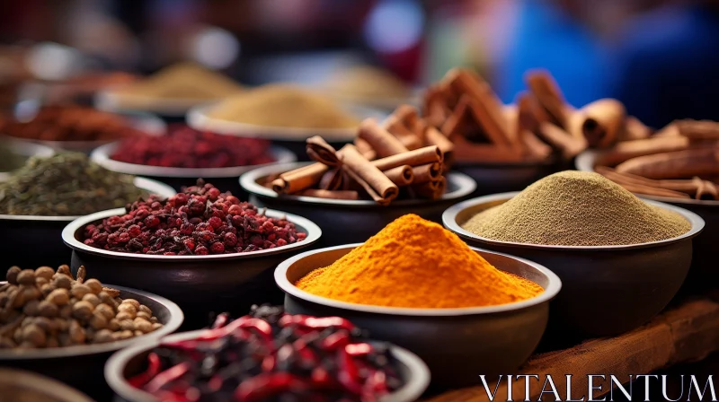 Exquisite Variety of Spices in Bowls - Close-up View AI Image
