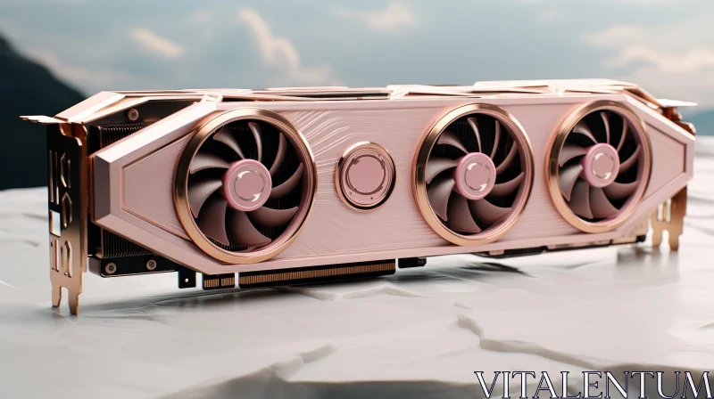 AI ART Pink and Gold Graphics Card with Rose Gold Fans