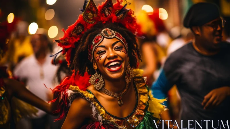 Colorful Dance Celebration with Smiling Woman AI Image
