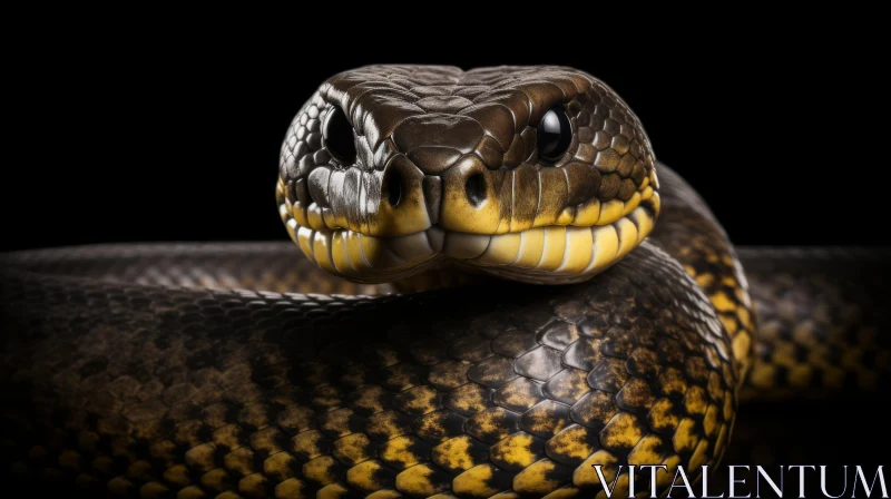 AI ART Detailed Close-Up of Snake's Head | Dark Brown Scales | Spotted Pattern