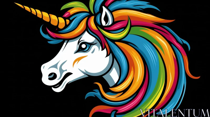 Enchanting Unicorn Head Illustration AI Image
