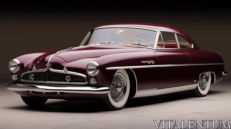 Exquisite Maroon Colored Vehicle: Iconic American Mid-Century Design AI Image