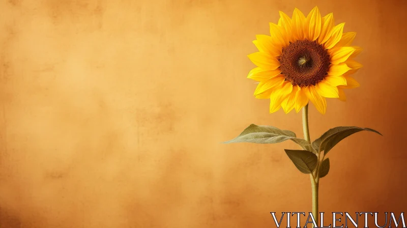 Sunflower Bloom on Brown Background AI Image