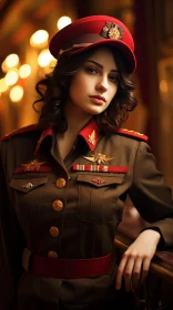 Confident Young Woman in Military Uniform