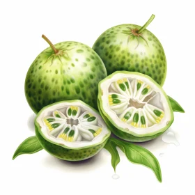 Exquisite Green Fruit Illustration - Detailed Character Art