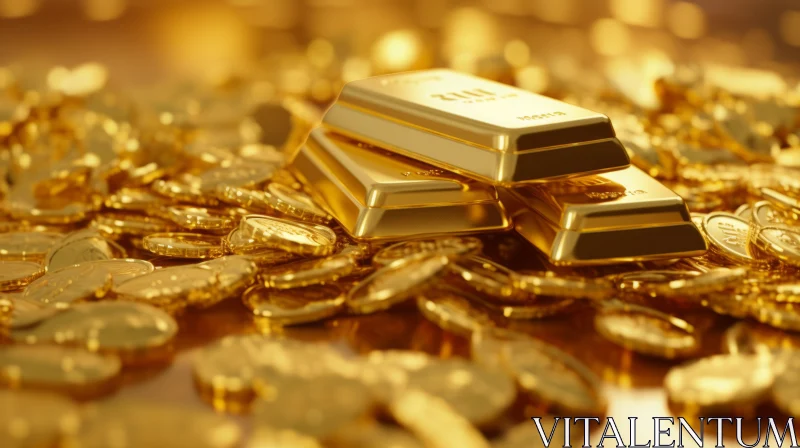 Luxurious Gold Bars and Coins Composition AI Image