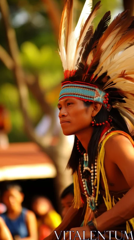 AI ART Native American Man in Traditional Headdress