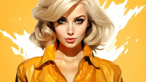 Serious Young Woman Portrait in Yellow Jacket