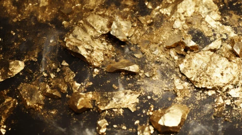 Shiny Gold Nuggets on Dark Background