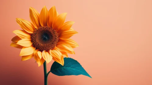 Sunflower Bloom on Orange Background