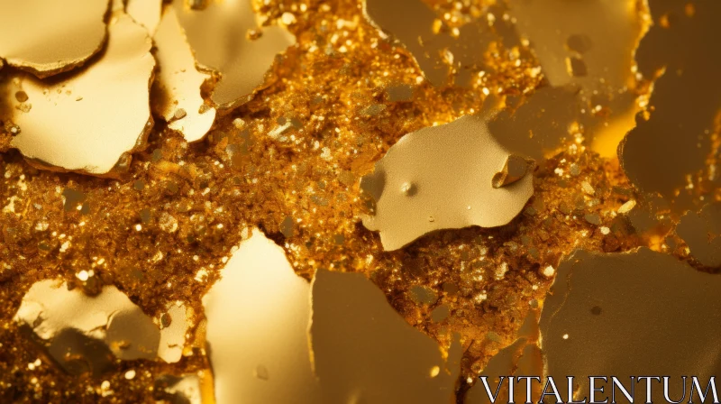 AI ART Detailed Close-Up of Cracked Gold Nugget on Dark Textured Background