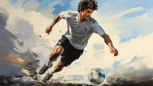 Dynamic Soccer Player Painting | Action Athlete Artwork