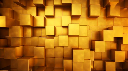 Luxurious Gold Cubes Wall - 3D Rendering
