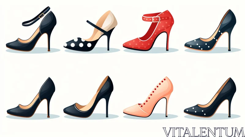 Quirky Cartoon High-Heeled Shoes Collection AI Image