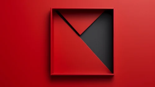 Red Box and Black Triangle 3D Rendering