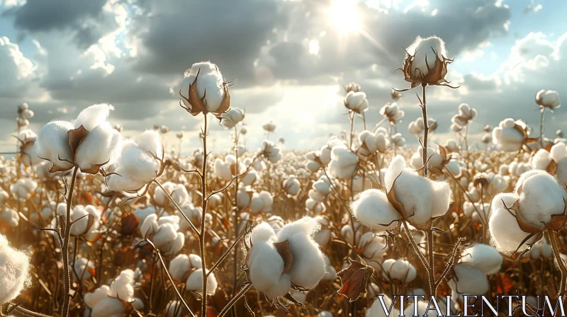 Sunny Cotton Field Beauty AI Image