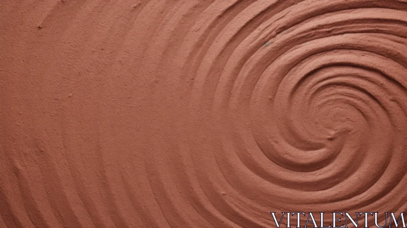 Deep Red Clay Surface with Spiral Pattern AI Image