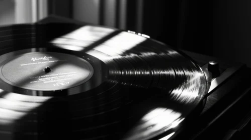 Monochrome Record Player Illuminated by Natural Light