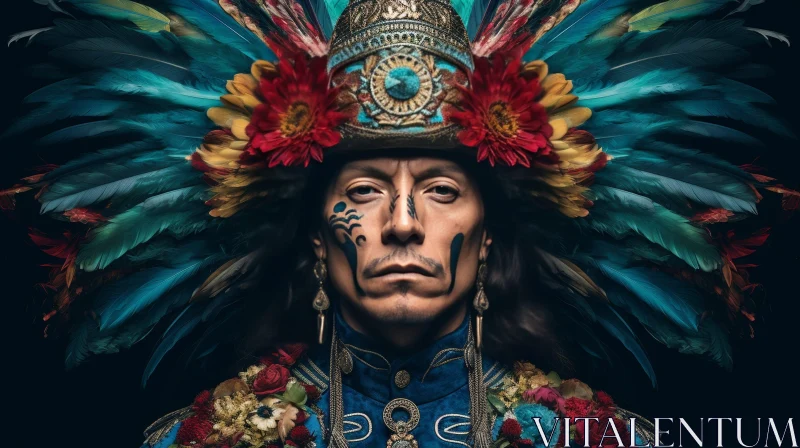 Native American Headdress Portrait AI Image
