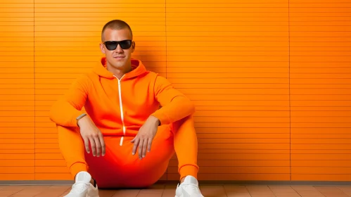 Confident Young Man in Orange Tracksuit - Unique Portrait