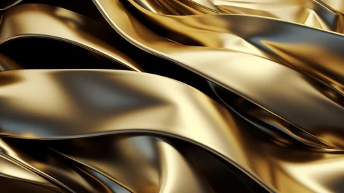 Crumpled Gold Fabric 3D Rendering