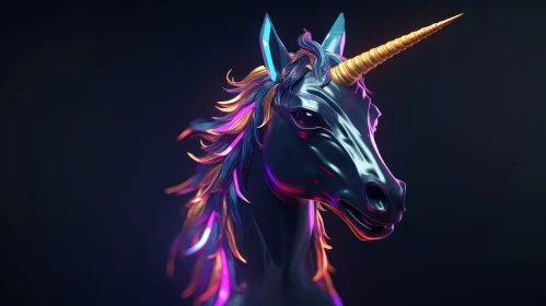 Enchanting Black Unicorn 3D Rendering