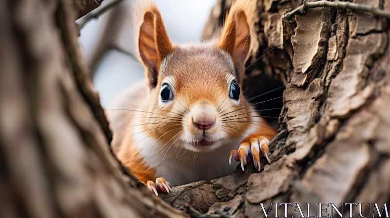 AI ART Red Squirrel Close-up in Tree | Wildlife Photography